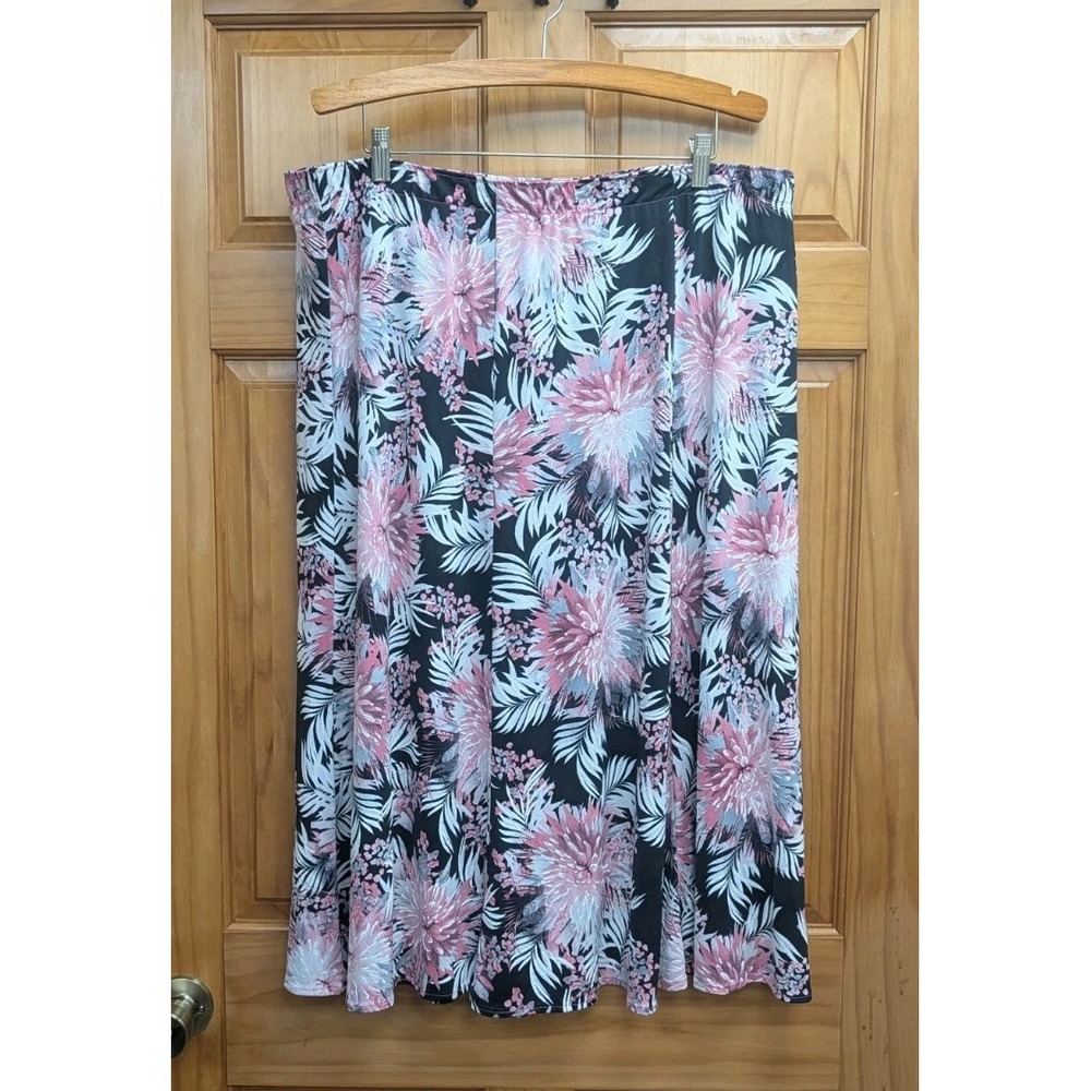 Southern Lady 1X Women's Skirt Midi Liquid Knit Textured Stretchy Elastic Waist